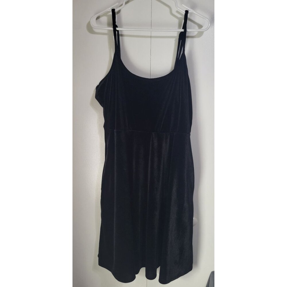 Disney Her Universe Womens XL Black Velvet Spaghetti Strap Skater Dress Pockets - Picture 1 of 8